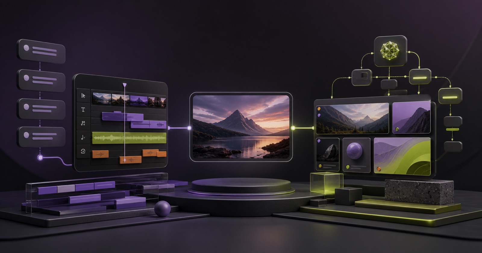Timeline-based and agent-planned video editing workflows leading to the same finished frame