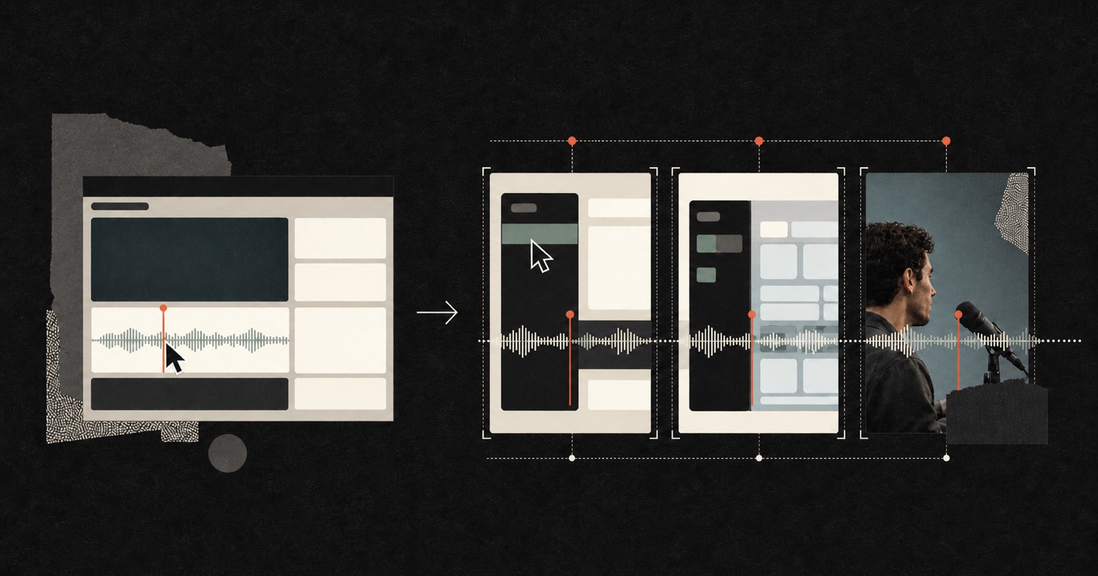 Screen recording, product interface and presenter footage arranged into a product demo video